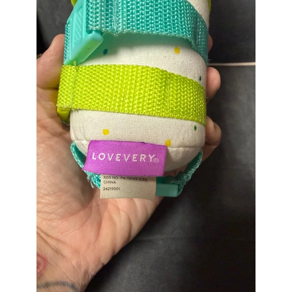 Lovevery Buckle Barrel Sensory Toddler Toy Teal Lime Montessori Motor Skill